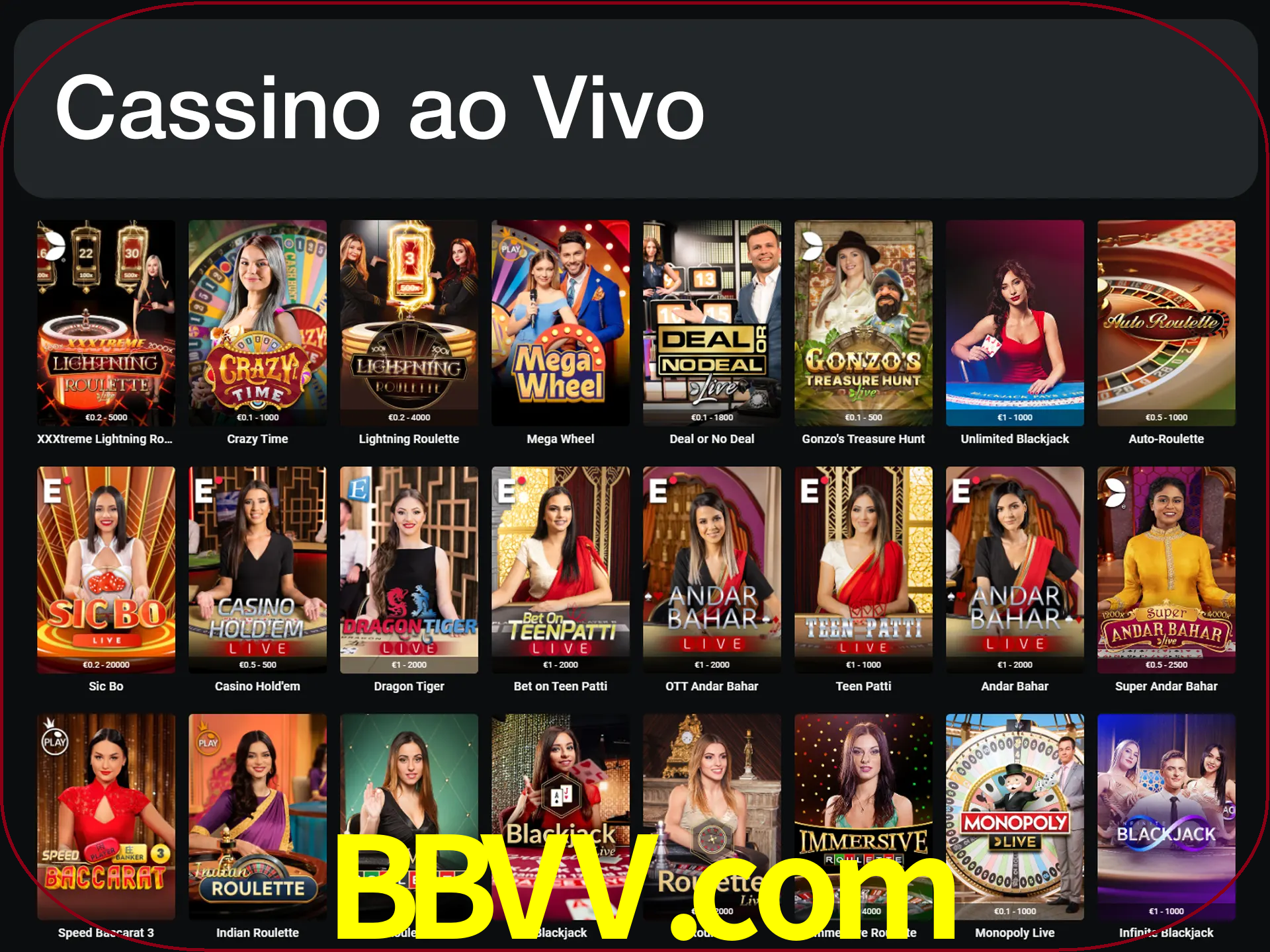 Jogue jogos de cassino com um verdadeiro dealer.
